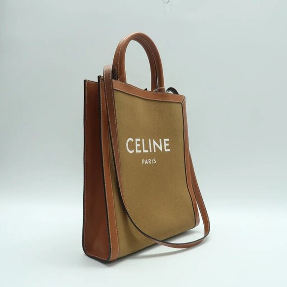 Celine Cabas Brown Canvas Satchel 1289-061925 - Picture 3 of 12